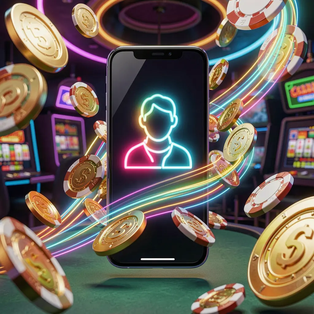 Q800 fast casino login banner featuring a smartphone with a bright user icon, speed light trails, and golden coins and chips flying around in a modern neon casino style with high detail 3D rendering